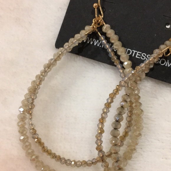 Mia Tess Tan Rondell Crystal Large Hoop Dangle Earrings NWT Gold Alloy - Picture 8 of 12